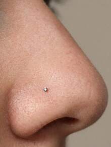 2 piezas de Pendientes de Nariz de Plata de Ley 925 de 24G Minimalistas de 1mm Brillantes para Piercing Corporal - Plateado - Ver 1