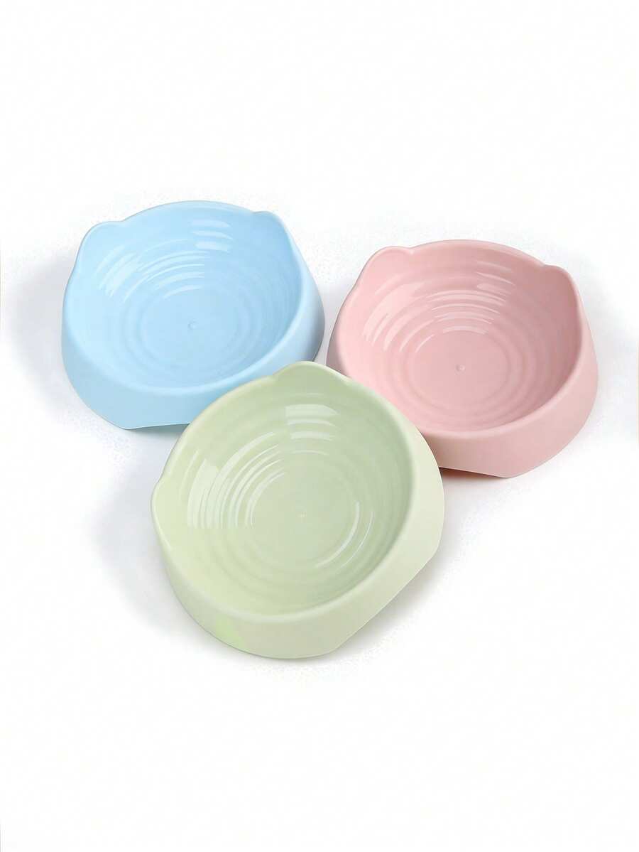 1pc Cat Ear Shaped Pet Bowl, Plastic Material Cat/Dog Food & Water Bowl, Assorted Sizes - 250ml - View 1