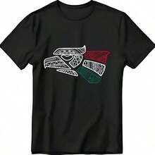 Bandera de México - Estilo Águila Mexicana - Camiseta Hecho En México - Negro - Ver 1