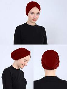 Mũ trùm đầu Hijab màu đen kín đáo, co giãn, chất liệu vải chải kỹ thoáng khí, thích hợp mặc bên trong áo Abaya và khi cầu nguyện hàng ngày. - Khăn trùm đầu thoáng khí bằng vải nỉ - Xem 10