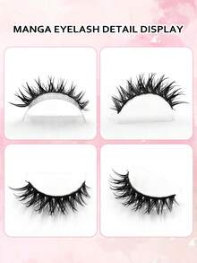 Asiteo 5 pares de pestañas postizas de ojos de gato húmedos de estilo anime, pestañas falsas dramáticas y cortas, extensiones de pestañas húmedas, herramienta de maquillaje - Negro - Ver 4