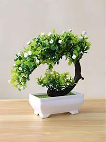 1件盆栽人造植物花卉套裝，塑料花家居裝飾，室內桌面中心裝飾，客廳用假綠植，可重複使用的裝飾飾品，人造植物，戶外用人造花，附盆人造植物 - 白色 - 查看 14