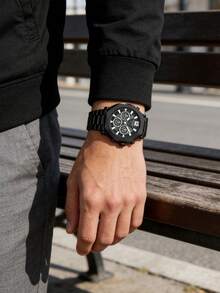 Guess Men's Quartz Watch All Black Multi Dial Wristwatch Stainless Steel Bracelet Skeleton Dial Chronograph Watch for Office Party Streetwear Casual Dating Ideal Gift for Him on Birthday Anniversary Valentines Day Perfect for Modern Professional Fashion Style Eniversary Valentines Day Perfect for Modern Professional Fashion Style Enthusiasts - 黑色 - 查看 3