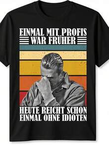 Vintage Men's/Women's T-Shirt, German Mechanic Disastrous Car Parts Text, 100% Cotton, Crew Neck, Unisex Top - 黑色 - 查看 1