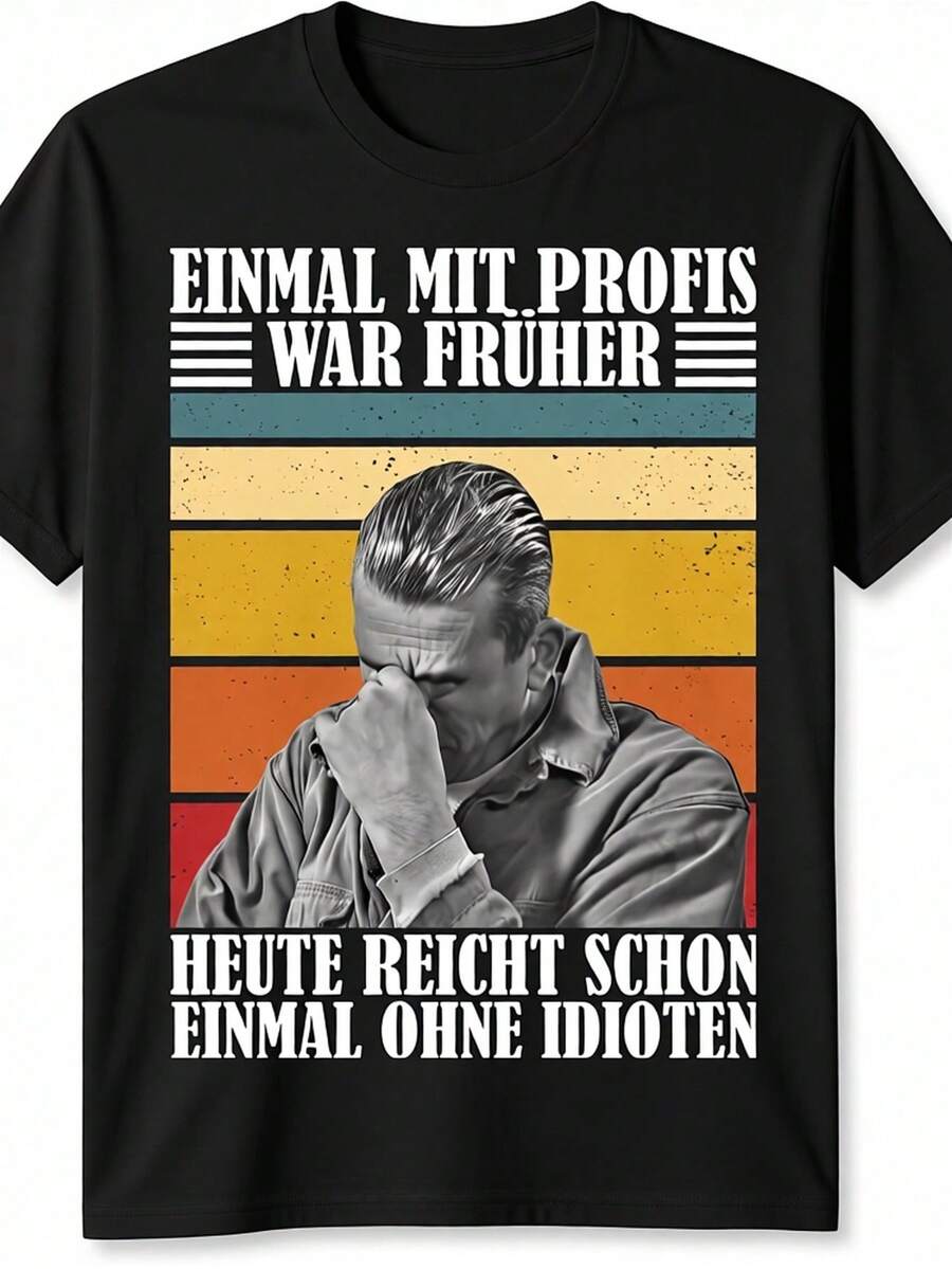 Vintage Men's/Women's T-Shirt, German Mechanic Disastrous Car Parts Text, 100% Cotton, Crew Neck, Unisex Top - 黑色 - 查看 1