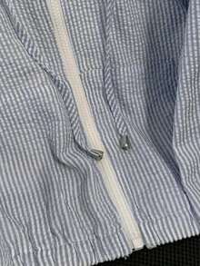 Chaqueta con capucha ligera y casual con cremallera para protección solar, adecuada para primavera y verano - Gris - Ver 4