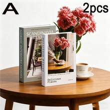 2pcs Random Minimalist Botanical Illustration Faux Books, Handpainted Floral Decor, Creative Home Accents - Multicolor - View 10