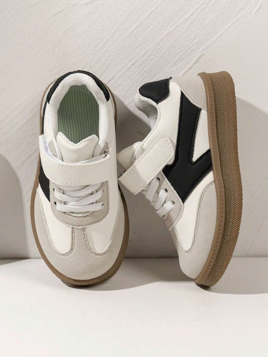 1 đôi giày thể thao đế mềm chống va chạm, có khóa dán, thoáng khí cho bé trai và bé gái. - Màu be - Xem 1