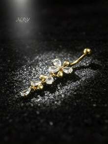 1 chiếc khuyên rốn bằng thép không gỉ, mặt dây chuyền hình hoa, mạ vàng đồng, đính đá Zirconia lấp lánh, thích hợp đeo hàng ngày, dự lễ hội và tiệc tùng. - Nhiều màu - Xem 5