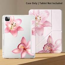 Pink Lily And Other Patterns, Painted Effect Acrylic Crystal Tablet Computer Protective Case, With Stand, Suitable For Samsung/Apple/Honor And Other Popular Tablet Models, Foldable Anti-Bending, Silicone Reinforced Corners, Auto Wake/Sleep Function, Built-In Pen Slot, Multi-Angle Foldable Stand - Perfect Daily Protection, Great Holiday Gift - Style 6 - View 6