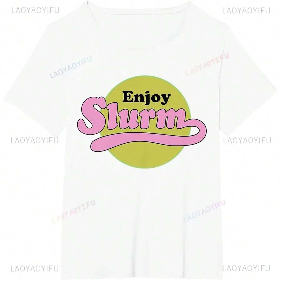 Gran oferta, camiseta Futurama Enjoy Slurm, ropa de calle informal a la moda, camiseta holgada de Hip Hop para hombre, camisetas de dibujos animados estilo Harajuku de los años 80 y 90 - forma - Ver 1