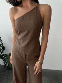 Conjunto de dos piezas para mujer para uso diario - Camel - Ver 3