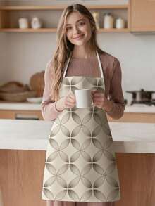 1pc, Bohemian-Style Polyester Apron Printed With Geometric Patterns, Suitable For Cooking, Baking, And Gardening, And Can Also Be Used As Attire For The Kitchen And Dining. - Multicolor - View 7