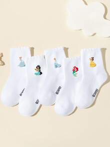 5 đôi tất trẻ em họa tiết Disney/Công chúa, họa tiết công chúa hoạt hình dễ thương, tất ren mềm mại, thân thiện với da, thoáng khí, thấm hút mồ hôi, thích hợp làm quà tặng sinh nhật/ngày lễ/hoạt động trường học/biểu diễn sân khấu/mặc hàng ngày. - Nhiều màu - Xem 8