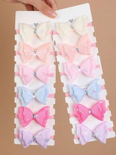 12/6pcs Girls Colorful Butterfly Sequin Pearl Hair Clips, Minimalist Side Bangs Clips, Sweet & Versatile Hair Accessories, Suitable For Daily Use