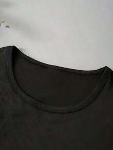 Camiseta de talla grande para mujer con estampado floral y cita inspiradora, divertida, de manga corta, con diseño gráfico, estilo casual, cuello redondo, ecológica. - Negro - Ver 6