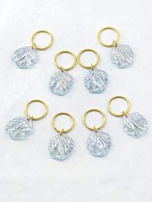 8 piezas Anillos para el cabello con gradiente azul - Elegancia costera Brazalete ajustable de verano bohemio para trenzas de mujer - Dorado - Ver 2