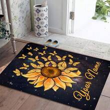 Customization Personalized Butterfly Sunflower Pattern Name Area Rug Door Mats Outdoor Carpet Comfortable Home Decor Mat  Rubber Bottom Suitable Shopping Centers Game Room Living Rooms Bedrooms Offices Camping Daily Festivals Wedding Rug - Multicolor - View 5