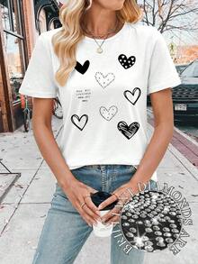 Camiseta casual de mujer de cuello redondo de manga corta a rayas, camiseta a rayas de estilo retro francés de color café, top de manga corta de cuello redondo estilizador y versátil, camiseta básica casual suave y pegajosa, top a rayas, pri - Blanco 2 - Ver 2
