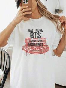 Nueva Camiseta Casual Versátil para Mujer, Tops de Primavera Verano, Camiseta Arirang Seoul, Camiseta de la Gira Mundial de Regreso 2026, Camiseta para Fans 2026, Regalo para Fans del Ejército, Camiseta. Teacher Appreciation Gifts, Women's T-Shirts 2026Playera Blanca Hombre Y Mujer Blusas Casuales Verano Y2k Playeras Basicas Algodón - Blanco - Ver 8