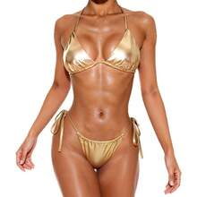 Swimsuit For Seaside Vacation, Bikini Swimsuit, Sexy Solid Color Swimwear Set For Women - Lemon Yellow - View 4