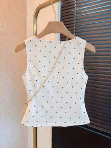 Elegante Blusa de Verano de Lunares Vintage con Decoración de Perlas para Mujer, Blusas Elegantes para Mujer, Atuendos de Trabajo para Mujer, Blusas de Verano para Mujer, Últimas Blusas Lindas para Mujer, Nuevos Llegados, Blusas Casuales El - Blanco - Ver 2