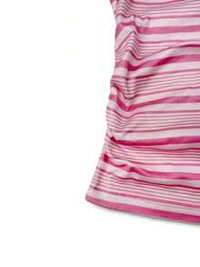 Camiseta de manga corta minimalista de unicolor para mujer, uso casual de todos los días - Rosa Pálido - Ver 5
