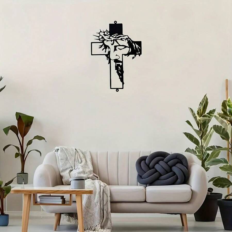 Decoración de pared para jardín exterior con impresión plana 2D de Jesús, decoración de pared de arte de la cruz, colgante de pared cristiano para interior y exterior, decoración del hogar, decoración de habitación, regalo de decoración de pared, cumpleaños y graduación