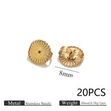 20 chiếc nút chặn khuyên tai bằng thép không gỉ 304 mạ vàng 18K, dạng đĩa có rãnh, dùng để tự làm trang sức. - Nút bịt tai - Xem 8