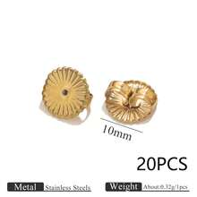 20 chiếc nút chặn khuyên tai bằng thép không gỉ 304 mạ vàng 18K, dạng đĩa có rãnh, dùng để tự làm trang sức. - Nút bịt tai - Xem 7