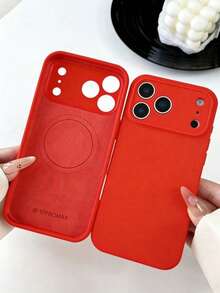 Luxury Liquid Silicone Magnetic Phone Case Compatible With IPhone 17 Pro Max, 17 Pro, 17 Air, 17, 16 Plus, 15, 14, 13, 12 Pro Max, 11, Supports Wireless Charging, Smooth Touch - Red - View 3