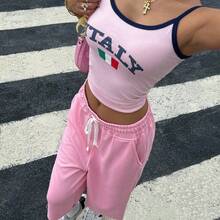 Muchic New Autumn Styles For Women Pink Knitted Wide-Leg Bermuda Shorts, Solid Color, Simple And Casual Everyday Wear, Suitable For Daily Street Wear - Rosa Pálido - Ver 4