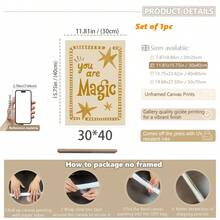 1件帆布牆面藝術品，兒童房裝飾畫，"You Are Magic"夢幻星形兒童房裝飾，波希米亞風格芥末黃與米色中性色調兒童房裝飾，勵志肯定藝術品，適用於幼兒臥室、兒童房、遊戲室牆面裝飾、閱讀區、育嬰室牆面裝飾 - 彩色 - 查看 12
