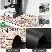 1 pieza Estera de secado de café, Almohadilla para máquina de café, Estera absorbente con tema de café de dibujos animados, Con diseño retro de máquina de café y taza rosa, con decoración floral y de corazones, Adecuada para mesa de comedor y cafetería, Destacando la absorción y el ambiente acogedor, Estera de drenaje multiusos, Regalo para el hogar, Decoración de mesa - XYLSD-348 - Ver 10