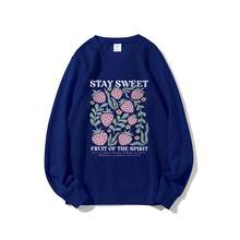 Nueva sudadera STAY SWEET con estampado de fresas, cuello redondo, estilo casual y holgado para otoño/invierno para mujer. - Negro - Ver 9
