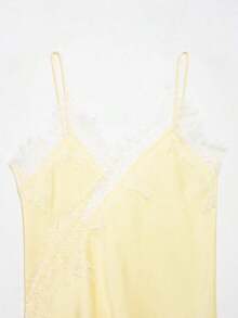Seelio Nuevo Top de estilo lencería sexy con decoración de encaje, estilo europeo y americano, para mujer, color negro, para verano - Amarillo - Ver 5