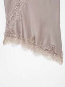 Seelio Nuevo Top de estilo lencería sexy con decoración de encaje, estilo europeo y americano, para mujer, color negro, para verano - Caqui - Ver 9