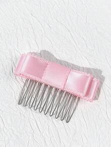 1pc Women's Elegant Solid Color Bowknot Hair Comb, Suitable For Daily Commute, Dates, Student, Hairstyle Accessory, Gift For Best Friend, Hair Comb - Multicolor - View 16