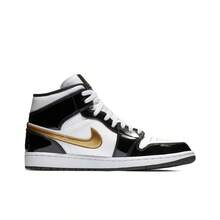 Nike Jordan Air Jordan 1 Mid Comfortable, Shock-Absorbing, And Slip-Resistant Mid-Top Retro Basketball Shoes, Unisex, Black And Gold, 2023 Edition - 852542-007 - Xem 2