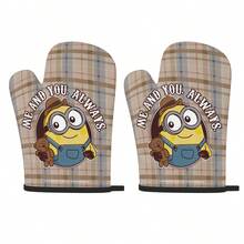 Găng tay lò nướng hình Minions Bob & Teddy "Me And You Always", găng tay nhà bếp chịu nhiệt dùng cho lò nướng, lò vi sóng, nồi hấp, chảo nóng, bảo vệ tay khỏi đồ dùng nấu nướng nóng. - Màu hỗn hợp - Xem 4