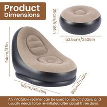 Inflatable 2-Piece Deluxe Lounger 118x80x94cm Inflatable Lounge Chair - Black - View 5