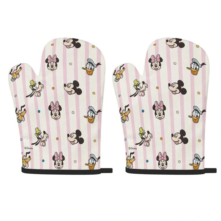 Găng tay lò nướng sọc Disney Mickey & Friends chịu nhiệt, chống cháy, chống trượt, thích hợp cho nấu nướng và làm bánh. - Màu hỗn hợp - Xem 1