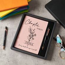 Customized Notebook And Fountain Pen Gift Set - Customized Fashionable Jade Fastener Notebooks, Customized Retro Monthly Flower Notebook Sets, Personalized Name And Floral Engraving, Gift Box With Fountain Pen And Refills For Her Or Him - CP Notebook - View 3