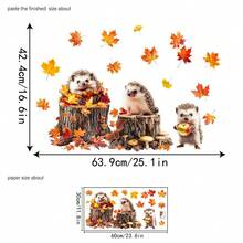 Cute Autumn Hedgehog Window Stickers, Static Cling Window Decals, Removable Decorative Stickers, Adorable Decor For Home, Office, Store, Classroom Windows, Easy DIY Home Decoration - 1 Roll - View 7