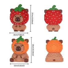 1700pcs Colorful Fruit Head Series Capybara Building Blocks Set, Cute Creative Handmade Micro Particle Assembly Puzzle Toy, Family Team Hobby Entertainment Game, Desktop Party Decor Toy, Ideal Christmas, Birthday, Halloween Gift - Multicolor - View 3