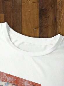 Camiseta de algodón puro ultra suave y transpirable para mujer, de corte holgado, manga corta, cuello redondo, informal, con estampado gráfico de whisky occidental blanco, cómoda para uso diario, estilo country y rodeo. - Blanco 2 - Ver 3
