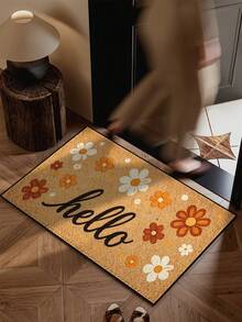 1pc Hello Daisy Floral Print Doormat, Non-Slip Water-Absorbing Entryway Mat, Machine Washable Low-Profile Front Door Mat, Anti-Dirt Indoor/Outdoor Carpet, Suitable For Porch/Kitchen/Bathroom, Housewarming Gift - 1PC - View 8