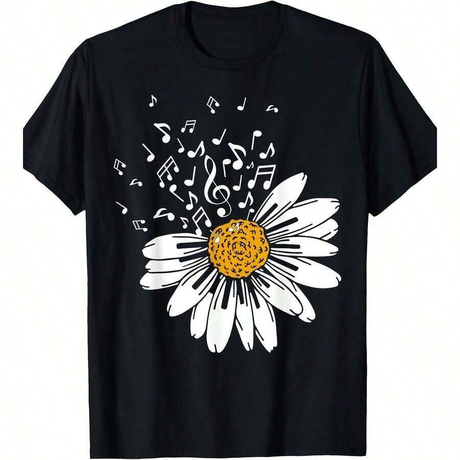 1 Piece Inspirational T-Shirt With Daddy Shark Puzzle Piece Design For Autism Awareness, For Women, Men, Gift T-Shirt, Matching Family T-Shirts, Casual Style, Unisex, Party T-Shirt, Sizes S-5XL, 100% Cotton, Black, 180g, 100% Cotton, All Designs Are Printed. Unisex. - 黑色 13 - 查看 1