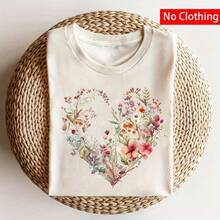 1 Piece Of Floral Heart-Shaped Iron-On Stickers - Vibrant And Varied Colors, Durable And Washable Patches For T-Shirts, Jeans, Backpacks, Clothing And Decorative Embellishments, Clothing Stickers, Fabric Embellishments, Watercolor Style. Suitable For Spring, Summer And Autumn. - 白色 - 查看 4