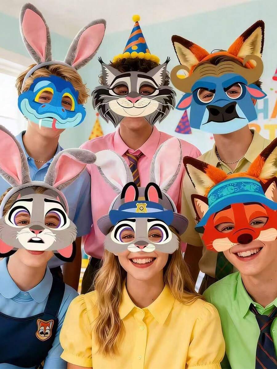 Disney English Description:This Zootopia Themed Paper Mask Set Contains Multiple Classic Character Patterns, Offering Rich Styling Options For Party Activities And Interactive Sessions. Made Of Premium Thickened Paper Material - Mask Glasses Set - View 1